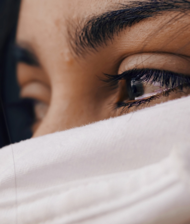 woman with watery eyes