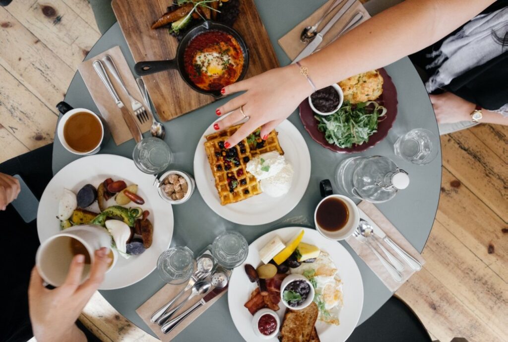 table full of food