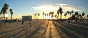 basketball court by beach