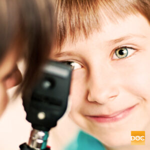 kid getting eye exam