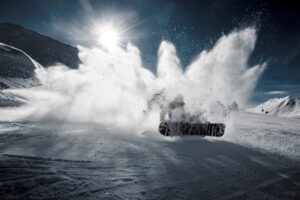 snowboarding on mountain