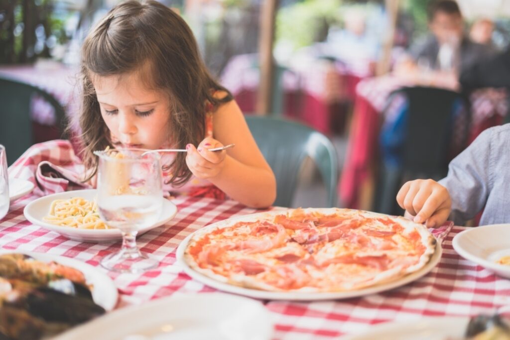 eating a pizza