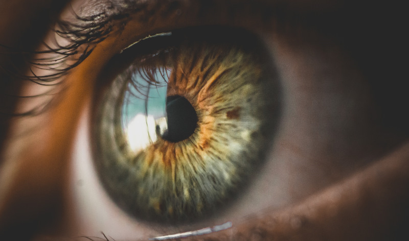 green human eye close up