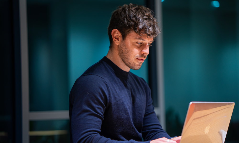 man working on computer