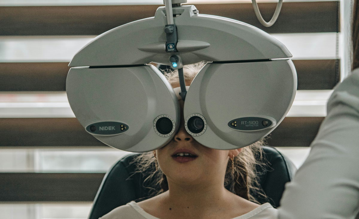 child getting eye exam