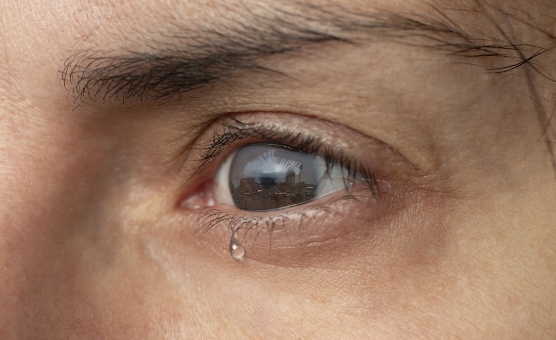 tear falling from eye