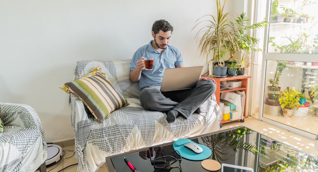 working from a computer