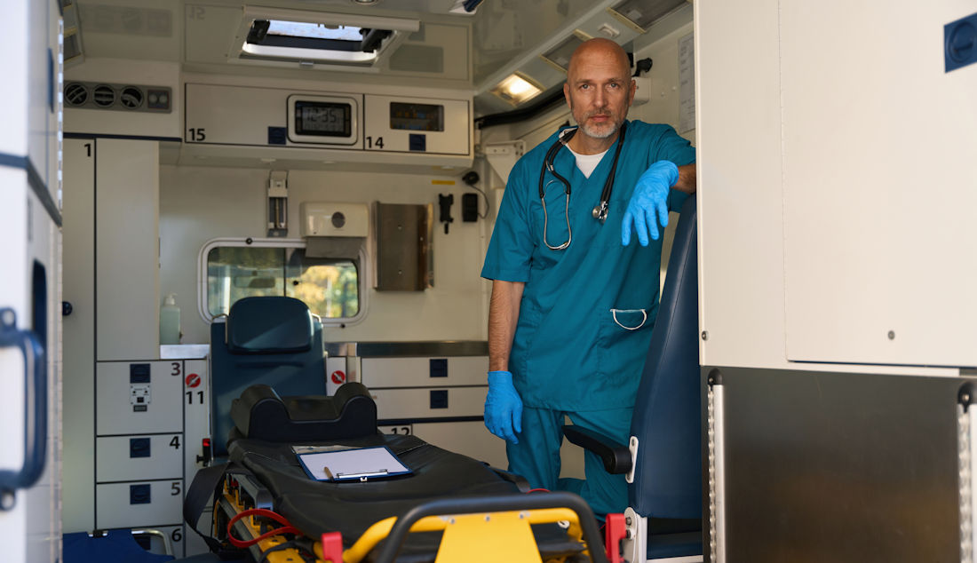 paramedic in ambulance