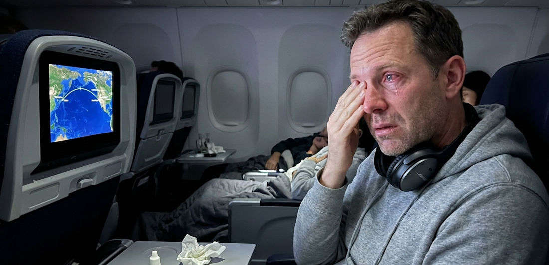 experiencing dry eye symptoms on a flight