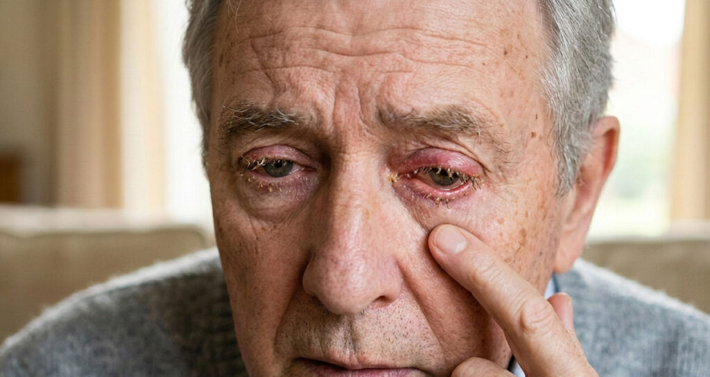 man with Blepharitis symptoms