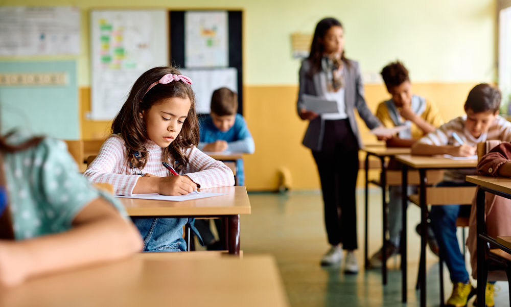kids and teacher in classroom