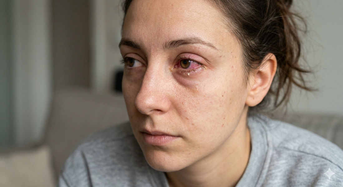 person with eye infection