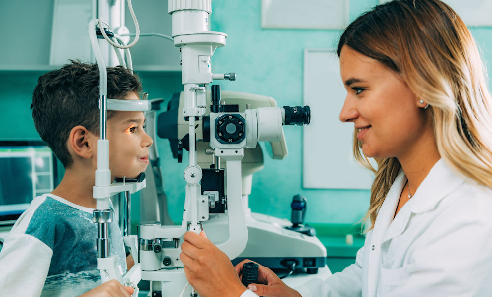 kid at the optometrist