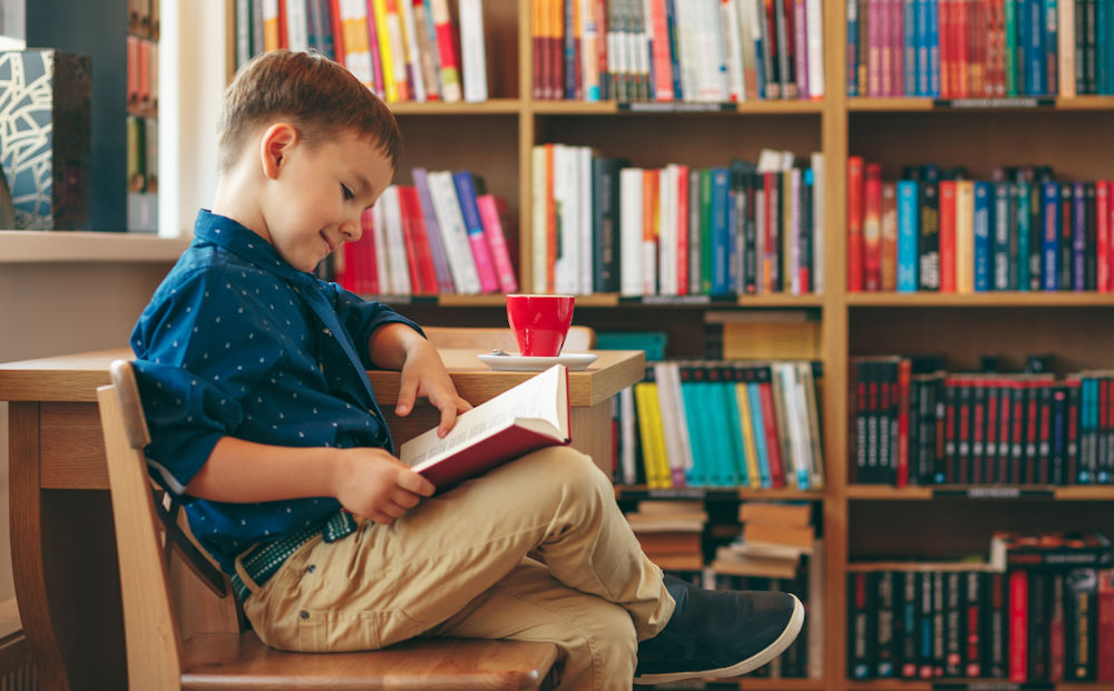 boy reading a book