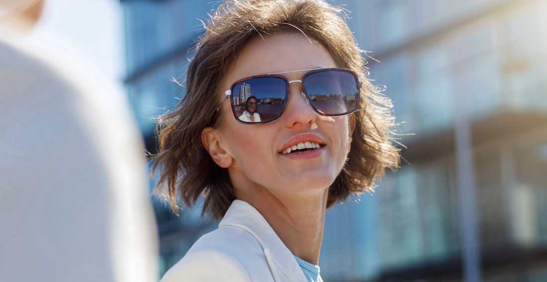 wearing sunglasses outdoors
