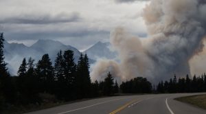 wildfire smoke over the highway