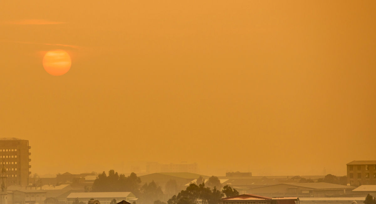 orange haze from wildfire smoke